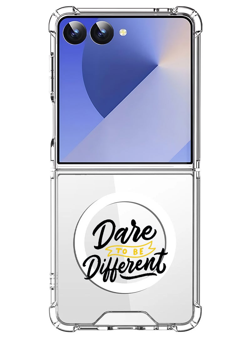 Theodor Magnetic Case for Samsung Galaxy Z Flip 7 Compatible with MagSafe Wireless Charging, Shockproof Phone Bumper Cover dare to be different - Image 1