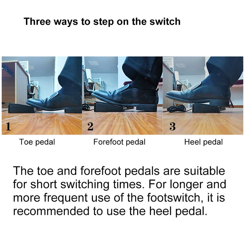 USB Foot Switch Universal Control Key Customized Computer Keyboard Action Pedal for Medical Devices Instruments Computers Office Programmable Foot Pedal Customizable Functions Anti-slip Design Compatible with Multiple Systems - Image 3