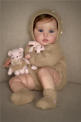 Zero Pam 20 inch Lifelike Reborn Baby Dolls Girl Eyes Open Silicone Newborn Doll with Realistic Veins Rooted Brown Hair Soft Cuddle Cloth Body Real Babies That Look Real Toys for Kids - Image 1