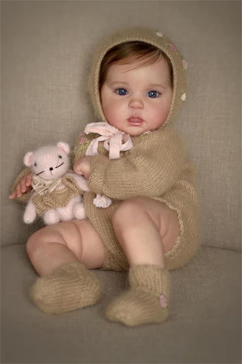 Zero Pam 20 inch Lifelike Reborn Baby Dolls Girl Eyes Open Silicone Newborn Doll with Realistic Veins Rooted Brown Hair Soft Cuddle Cloth Body Real Babies That Look Real Toys for Kids - Image 3
