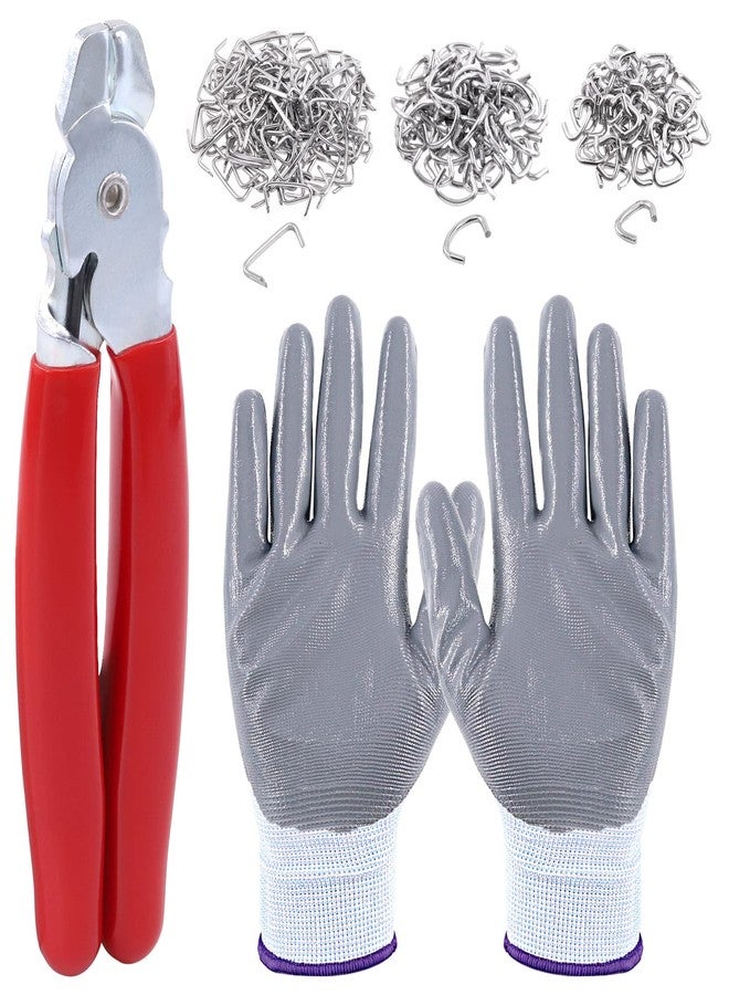 Rustark Hog Ring Pliers Set with 240pcs Galvanized Hog Rings 3/8", 3/4", 1/2" Hog Ring Upholstery Installation Tool Kit for Auto Upholstery Fencing Railing Sausage Casing Meat bags Bagging - Image 1