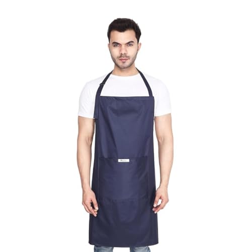 MAKSTILE Waterproof & Dustproof Apron For Dishwashing, Cooking, Dog Grooming, Gardening, Car Wash, Lab, Restaurant & Industrial Use | Unisex| Navy Blue | Pack Of 1 - Image 1