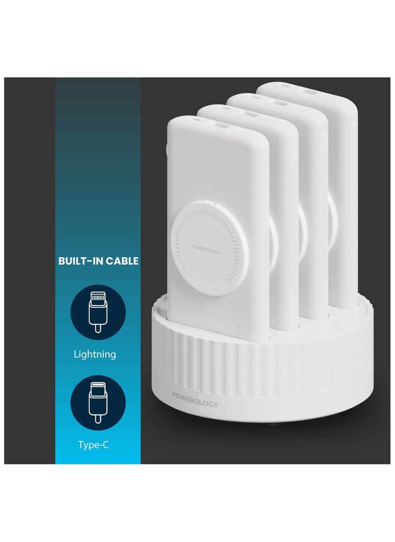 Powerology - PowerLogic 4 in 1 Power Station Wireless Power Bank 10000mAh with Built-in PD 20W Cable - Image 1