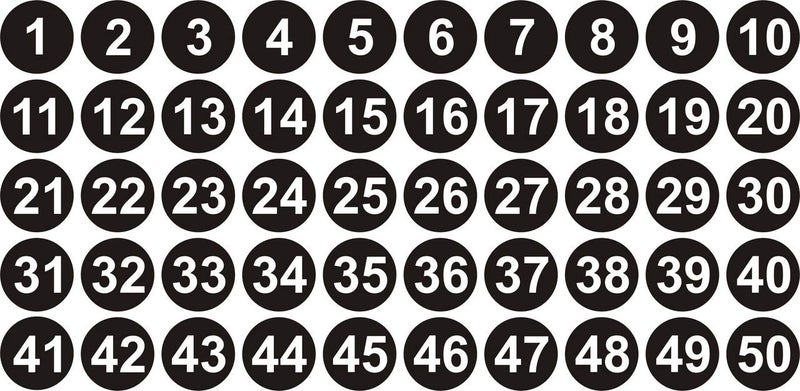 IMPRINT 25mm Round die Cut PVC Number Sticker 1 to 50 - Image 4