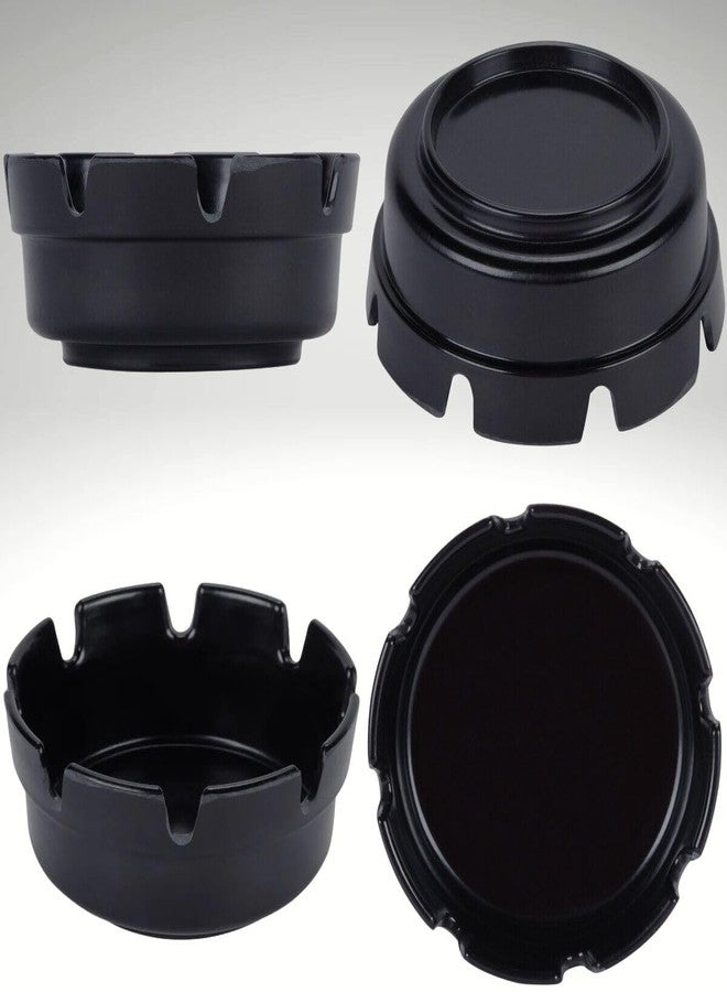 GLOBAL BASICS Black Plastic Ashtray Bakelite Plastic Notched Ashtray | 4 ¼” With 1 ¾” Well | 12 Pack of Black Ashtrays (12) - Image 2
