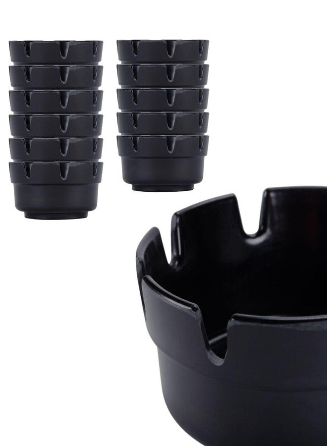 GLOBAL BASICS Black Plastic Ashtray Bakelite Plastic Notched Ashtray | 4 ¼” With 1 ¾” Well | 12 Pack of Black Ashtrays (12) - Image 1