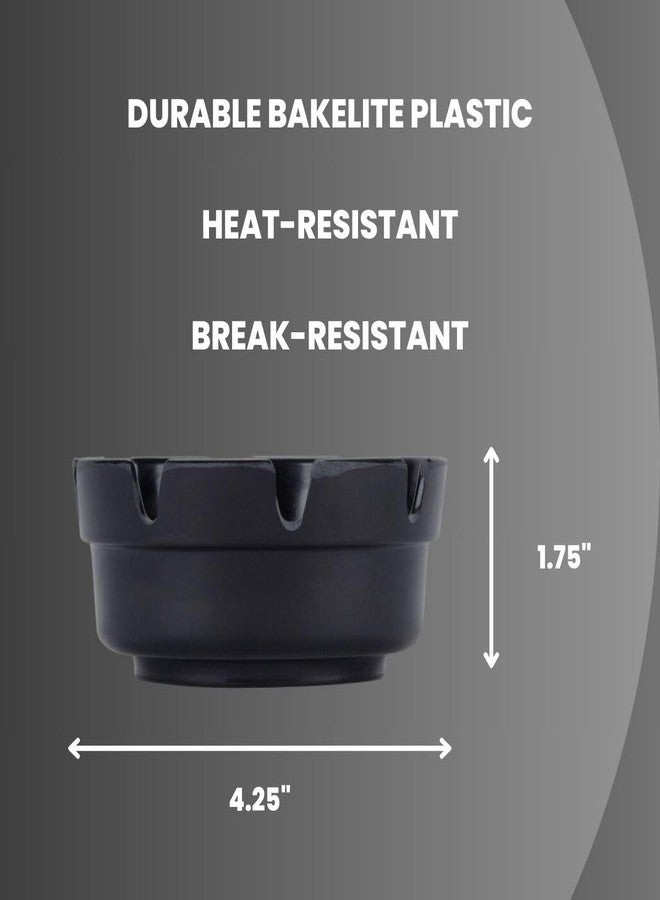 GLOBAL BASICS Black Plastic Ashtray Bakelite Plastic Notched Ashtray | 4 ¼” With 1 ¾” Well | 12 Pack of Black Ashtrays (12) - Image 3