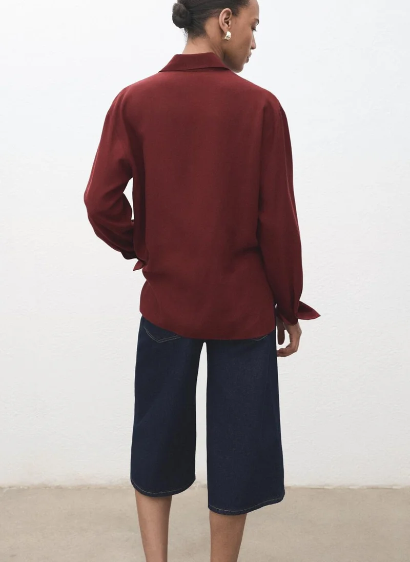 MANGO Lyocell shirt with hidden buttons