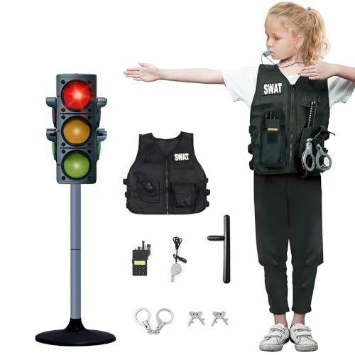 Hitish Simulation Traffic Light and Crosswalk Light Signal Set for Kids  Role Play Pretend Play Toys with Clothes Educational Toys Birthday Gift for Boys and Girls - Image 1