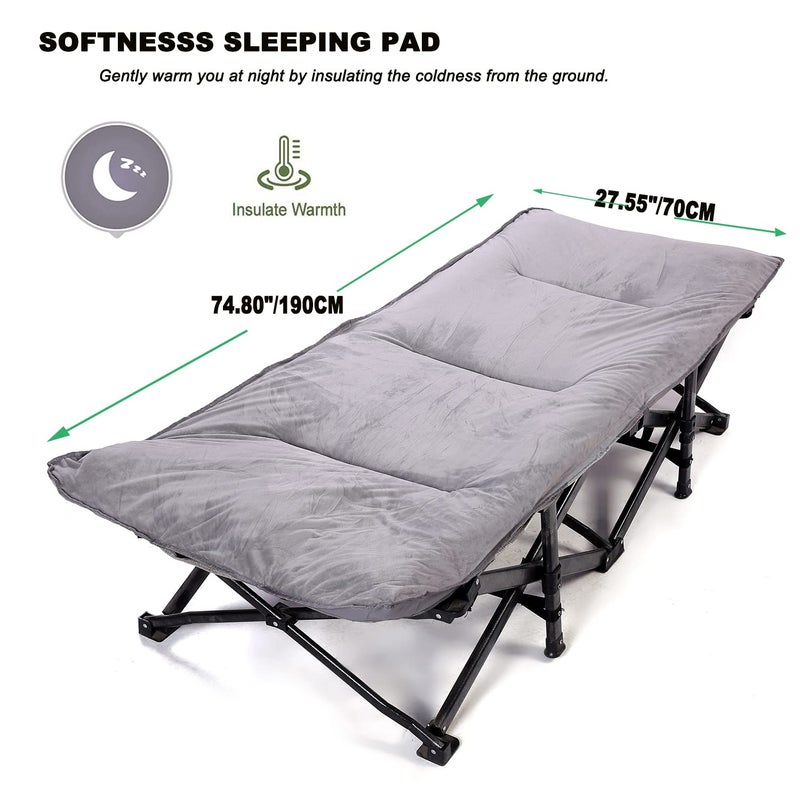 Gehannah Thick Camping Sleeping Pad, Soft Comfortable Microfiber Camping Cot Pads for Adults, Lightweight Foldable Sleeping mats for Traveling Hiking Backpacking Traveling Grey Large - Image 3