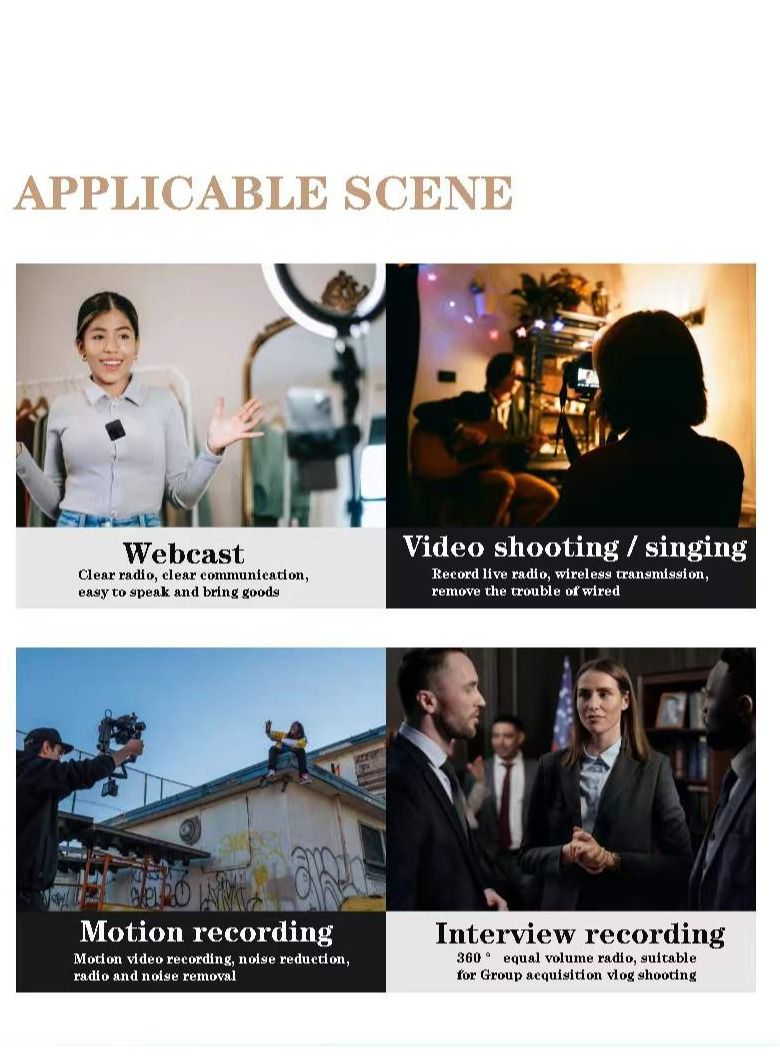 Rock Pow Wireless Lavalier Microphone System Compatible with DSLR Cameras, Camcorders, iPhone, Android Smartphones, and Tablets, Professional Lav Mic for Vlog YouTube Online Teaching Wedding - Image 2