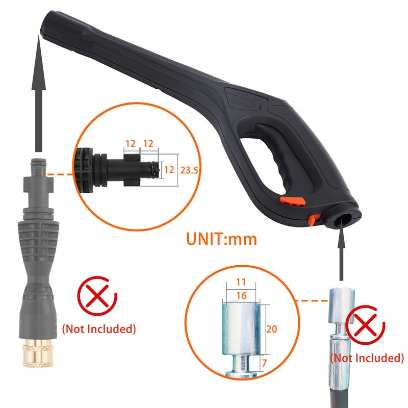FIXFANS Pressure Washer Gun, Compatible with Some Portland Husky Black Decker Ford Pulsar Shopforce Taskforce Powerwasher Taskmaster Electric Pressure Washers, Replacement Power Washer Gun 2000 PSI - Image 2