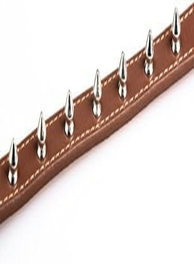 KittuPet Puppy Dog Collar Soft First Layer Cowhide Leather Mushrooms Rivet Spike Studded Dogs Cat Collars Brown - Image 3