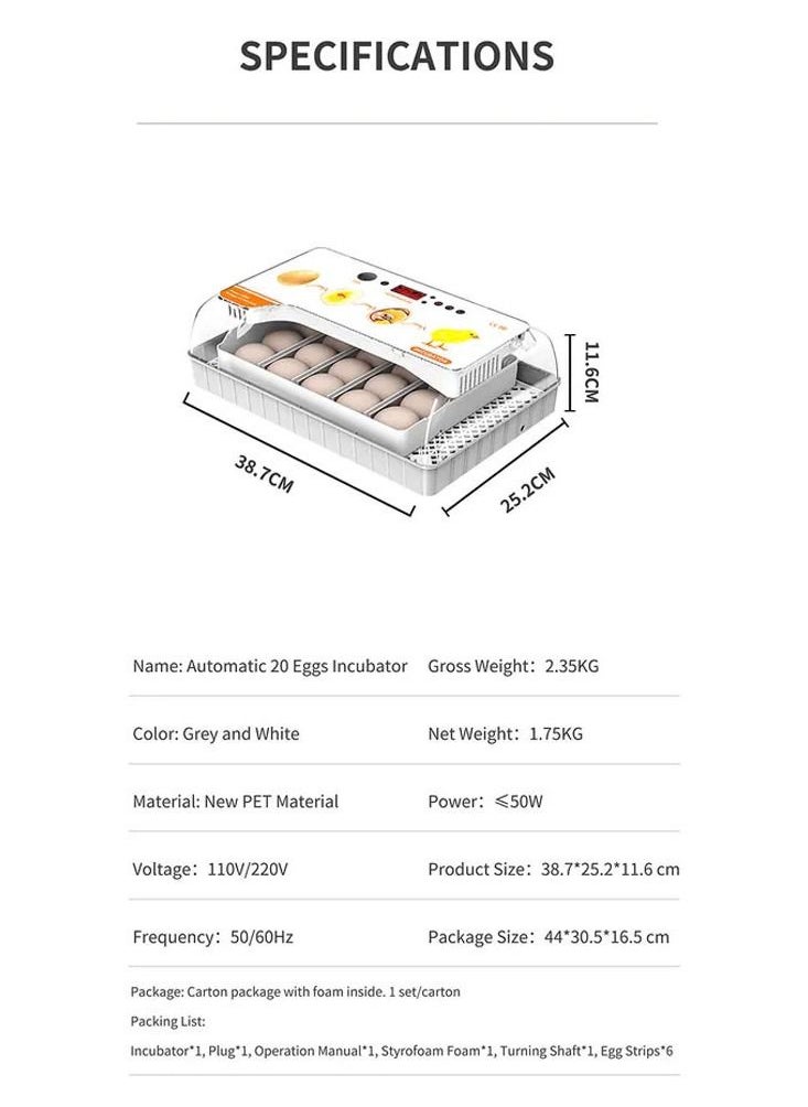 MARGOUN - 20 Egg Incubator with Automatic Egg Turning and Humidity Control - Image 1