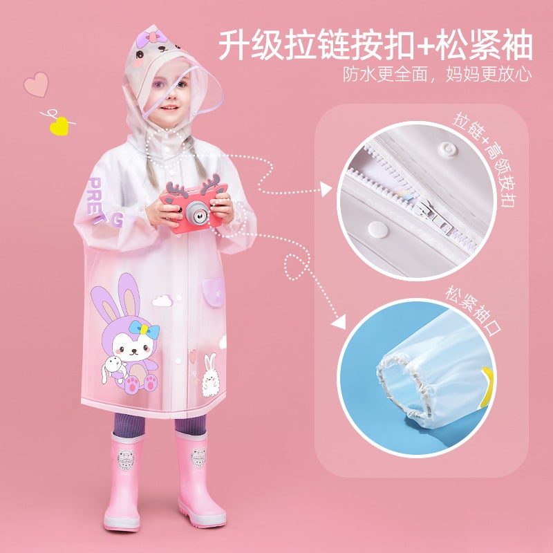 معطف مطر للأطفال للأولاد والبنات، طلاب المدارس الابتدائية، نموذج مع مساحة لحقيبة الظهر، بونشو مطر كبير للأطفال، نسخة مطورة بالكامل ومقاومة للماء - Image 4