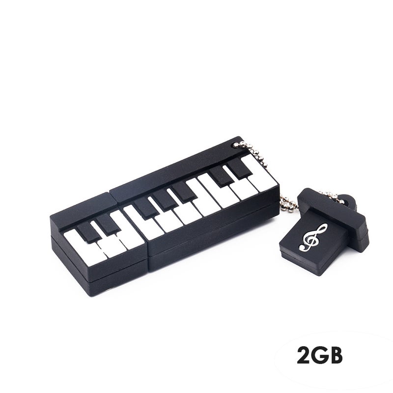 2GB Piano Keyboard USB 2.0 Flash Pen Drive C6249-2-L Black White - Image 1