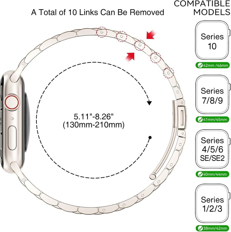 Ofrdncy Slim Metal Band Compatible For Apple Watch Band 49mm 46mm 45mm 44mm 42mm 41mm 40mm 38mm, Premium Stainless Steel Apple Watch Strap for iWatch Ultra 2/1 Series 1-11 SE - Image 3