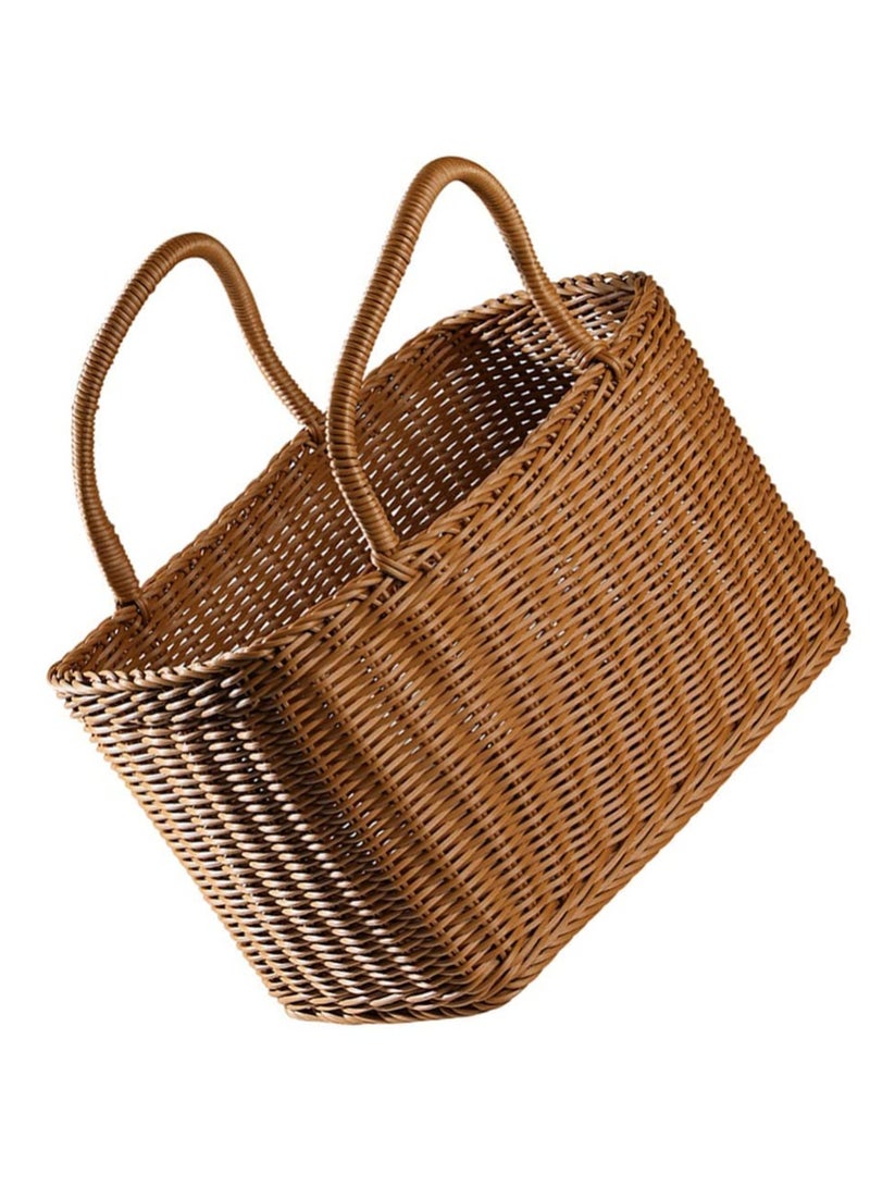 Bukela Market Basket Large Oval Plastic Basket with Handle Grocery Bag Shopping Bag - Image 1