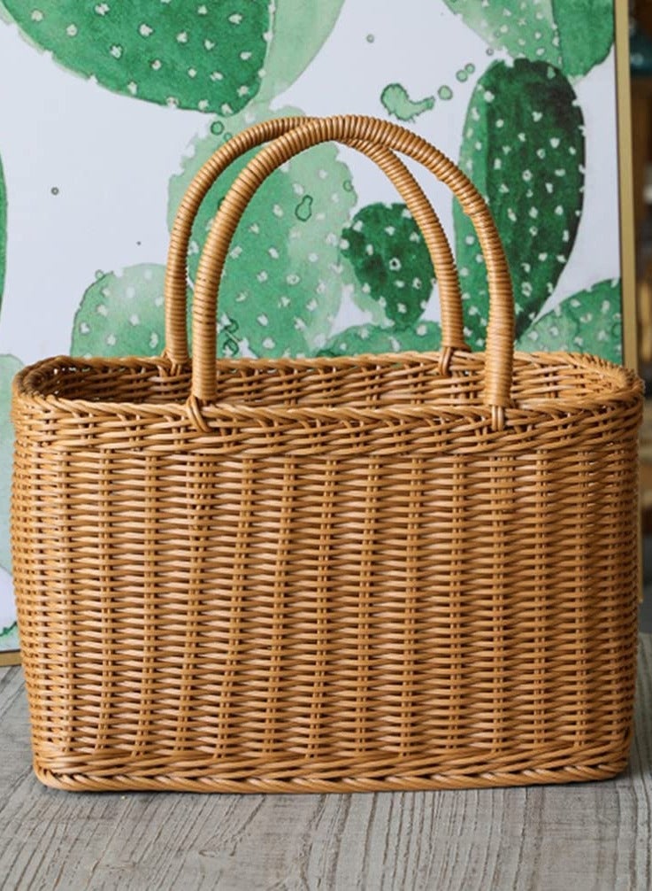 Bukela Market Basket Large Oval Plastic Basket with Handle Grocery Bag Shopping Bag - Image 2