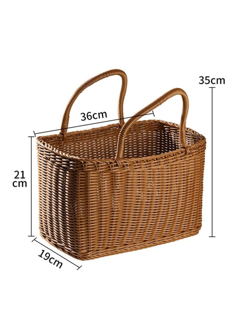 Bukela Market Basket Large Oval Plastic Basket with Handle Grocery Bag Shopping Bag - Image 3