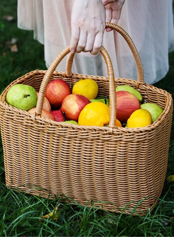 Bukela Market Basket Large Oval Plastic Basket with Handle Grocery Bag Shopping Bag - Image 4