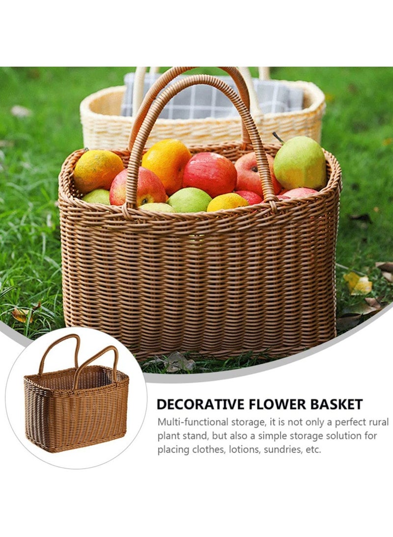 Bukela Market Basket Large Oval Plastic Basket with Handle Grocery Bag Shopping Bag - Image 5