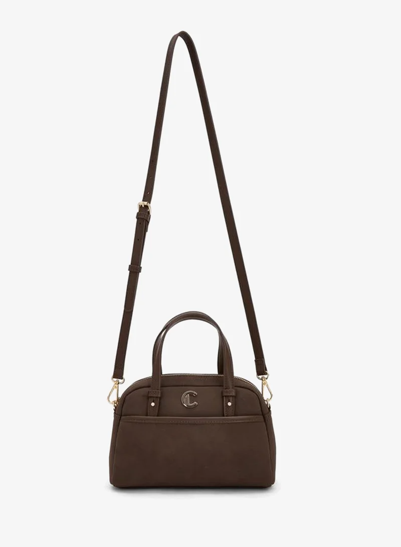 Le Confort Solid Satchel Bag With Zip Closure