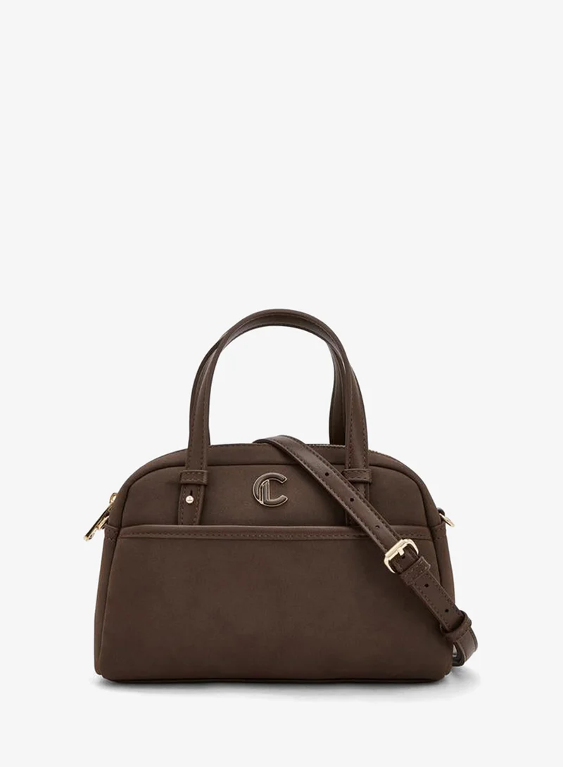 Le Confort Solid Satchel Bag With Zip Closure