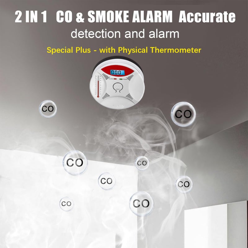 Carbon Monoxide Alarm: 9V Battery Powered, >85dB High Volume Alert, High Sensitivity Electrochemical Sensor, Smoke Detector - Self-Check Function, Safety Device for Home Security - Image 3