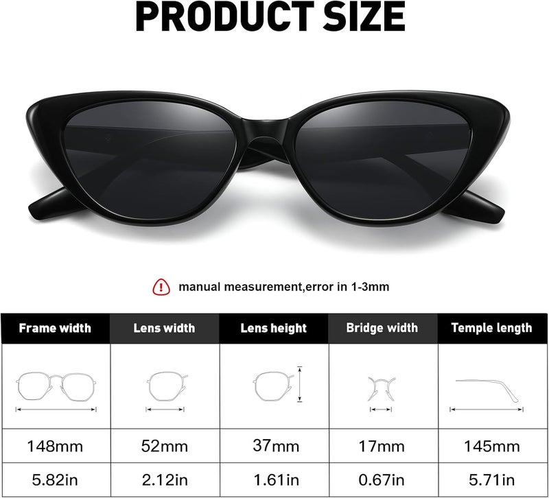 Fozono Retro Vintage Narrow Cat Eye Sunglasses for Women Men 90s Small Chic Style Trendy Sunnies UV400 Protection FZN7514 - Image 5