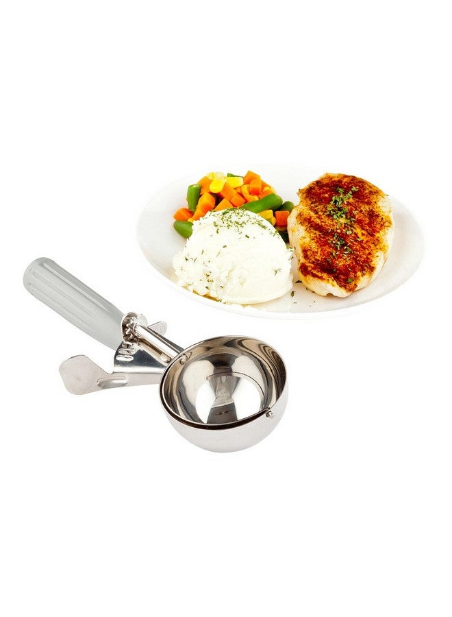Restaurantware-Met Lux 4 Ounce Portion Scoop, 1 Trigger Release Cookie Scoop - With Gray Handle, Stainless Steel Disher, For Portion Control, Scoop Cookie Dough, Cupcake Batter, Or Ice Cream - Image 1