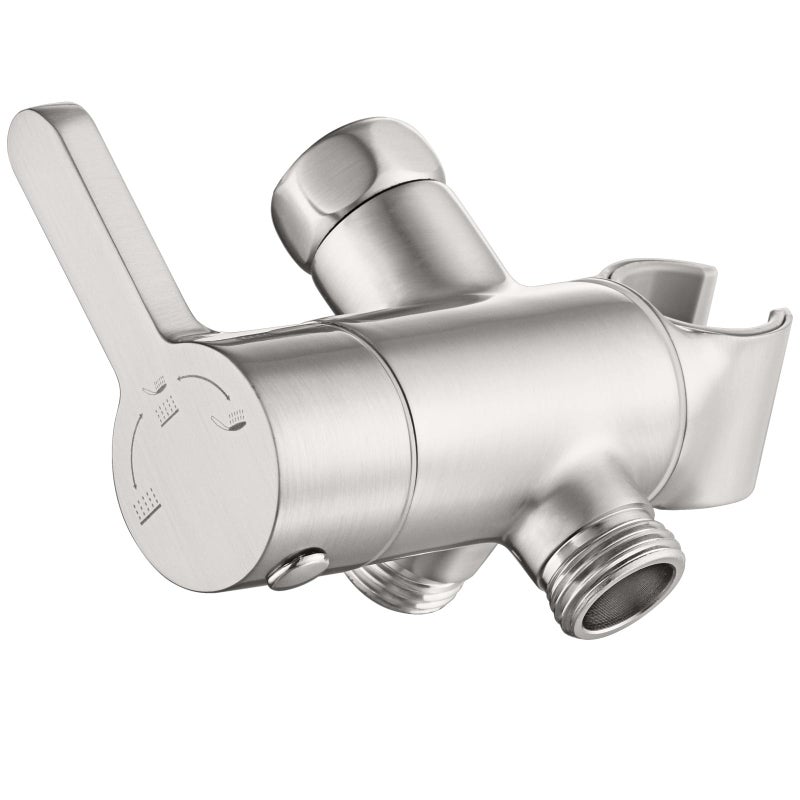 Uvish High Pressure All Metal 3 Way Shower Diverter Valve With Hand Shower Holder  G1/2 Shower Head Splitter  Shower Arm Diverter  Bathroom Universal Shower System Replacement Part (Brushed) - Image 1