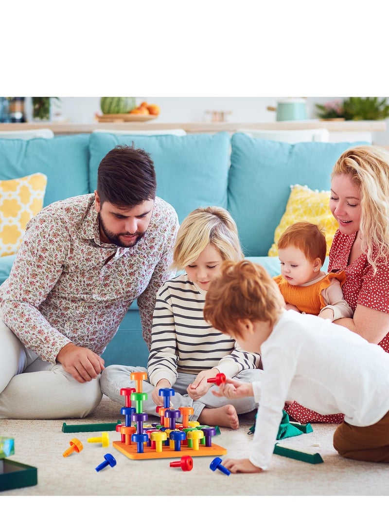 مجموعة لوح الأوتاد مونتيسوري 30 وتد 1 لوح رغوي قابل للترتيب والتصنيف لعبة تعليمية STEM مطابقة الألوان التعرف على الأشكال للأطفال الصغار ما قبل المدرسة 3-6 سنوات - Image 5