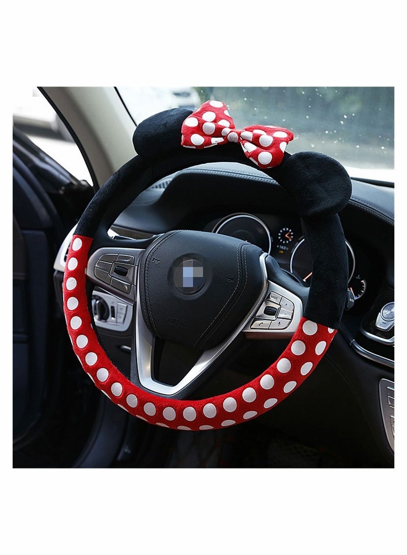 Y&D Car Steering Wheel Cover, Cute Style Fluffy Auto Cover for Women Girls, Breathable Anti-Slip Universal Fit 14.9-16.5 inch Wheel, Wheels Accessories (Minnie Mouse)  - Image 3