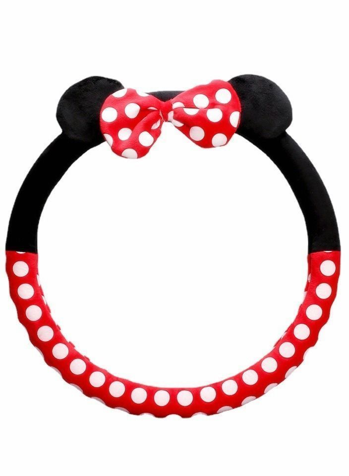 Y&D Car Steering Wheel Cover, Cute Style Fluffy Auto Cover for Women Girls, Breathable Anti-Slip Universal Fit 14.9-16.5 inch Wheel, Wheels Accessories (Minnie Mouse)  - Image 1