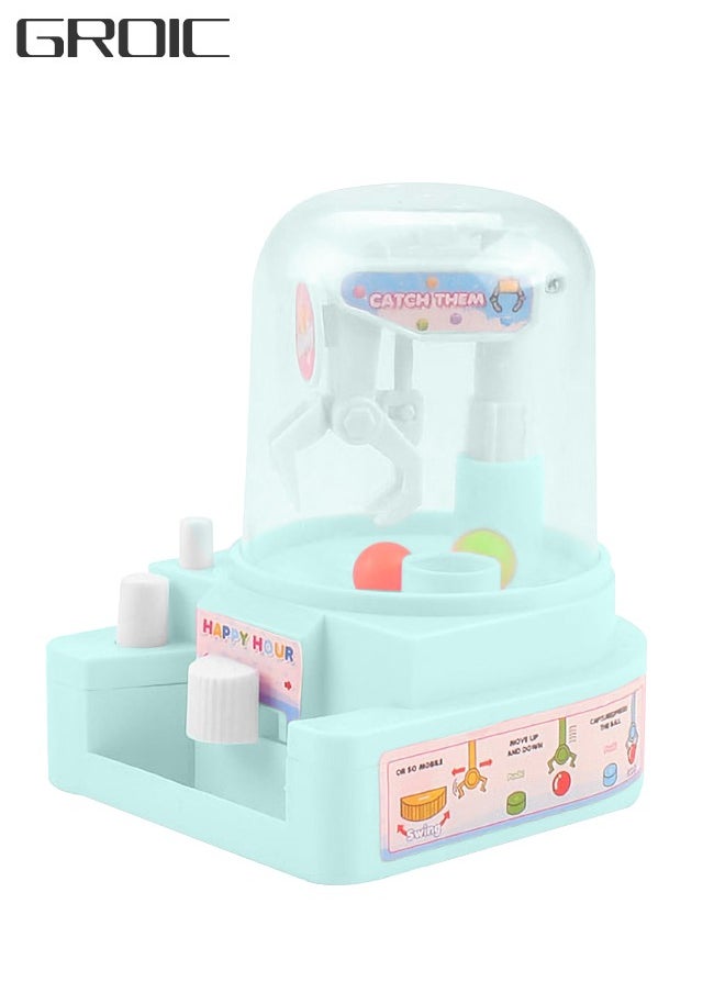 GROIC Mini Catching Balls Toy Manual Mini Doll Machine Kids Mini Candy Machine Claw Grabber Catching Balls Toy Great Gifts for Boys & Girls-Blue  - Image 1