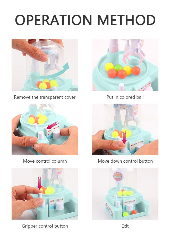 GROIC Mini Catching Balls Toy Manual Mini Doll Machine Kids Mini Candy Machine Claw Grabber Catching Balls Toy Great Gifts for Boys & Girls-Blue  - Image 3