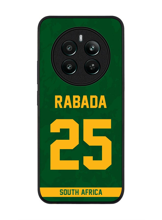 Stylizedd Rugged Black edge case for Realme 12 Plus 5G / Realme 12 4G, Slim fit Case Flexible TPU Gel Thin Cover - Team South Africa Kagiso Rabada, Jersey No 25 - Image 1