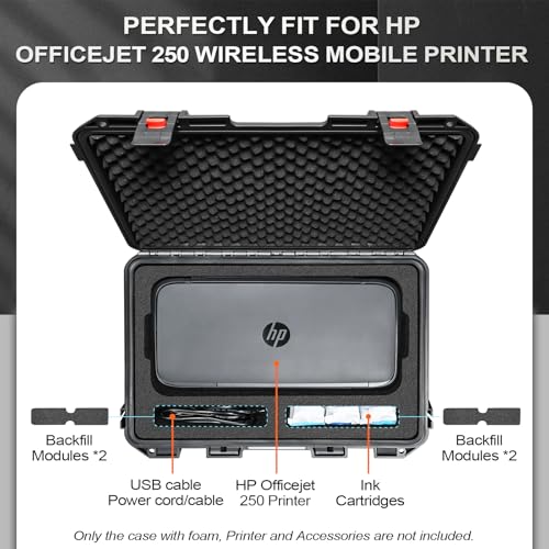 YETEETH Case for Hp Printer 250 Officejet Mobile: Hard Shell Cover All-in-One for 16 Inch Small Wireless Mobile Printer | Waterproof Dustproof Custom Pp Interior Laptop Box | Fits Ink Charger and Accessories - Image 2