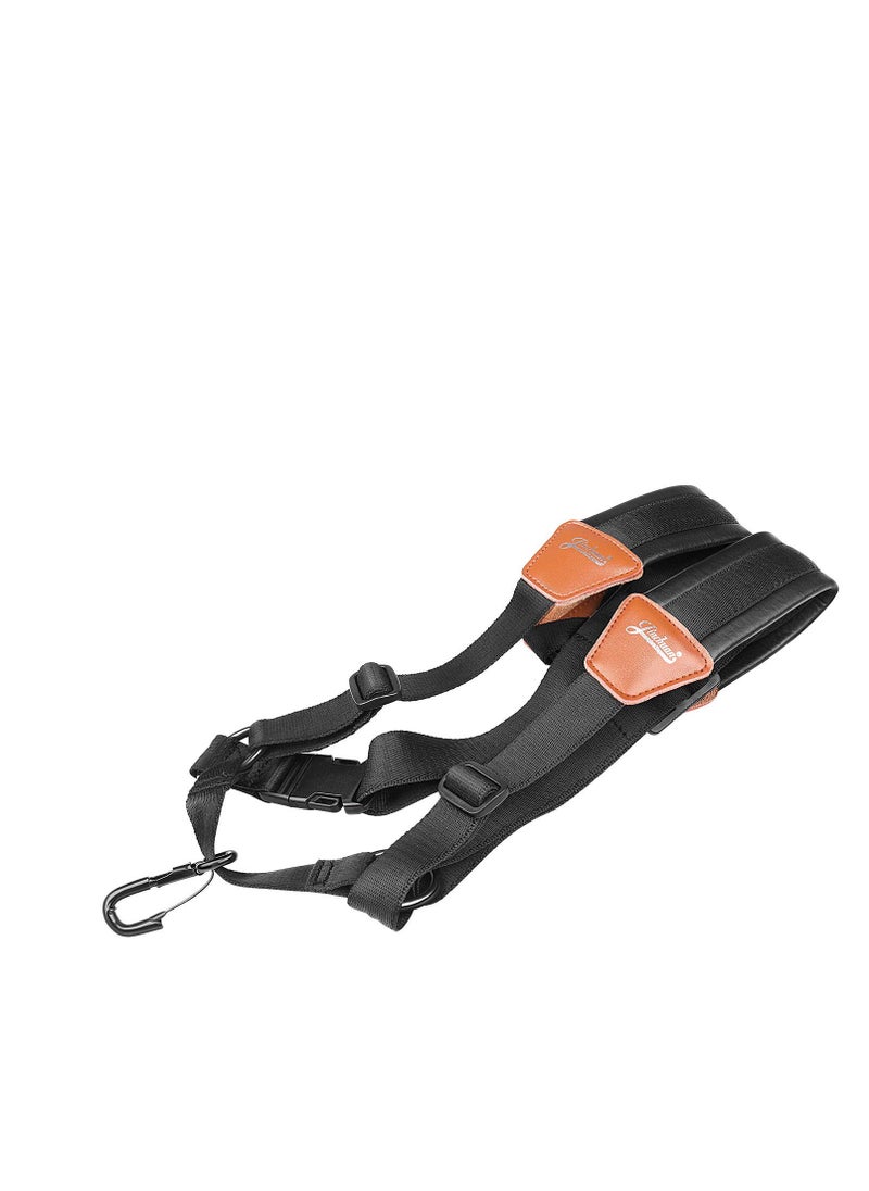Excefore Professional Saxophone Shoulder Strap, Saxophone Strap Professional Shoulder Harness Leather Padded for Alto Tenor Bari Soprano Sax, for Alto Tenor Soprano Baritone Sax, Black  - Image 2
