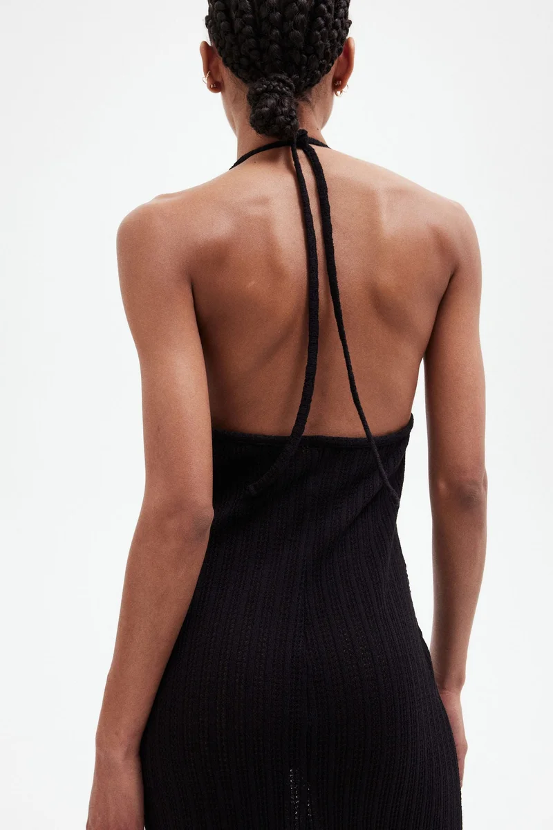 H&M Embellished pointelle-knit dress