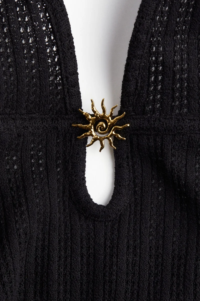 H&M Embellished pointelle-knit dress