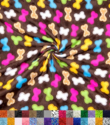 Barcelonetta | Fleece Fabric | Blanket Fabric | 36"X60" | Polar Fleece | Soft, Plush, Anti-Pill | Poncho, Pillow Cover, PJ Pants, Cushion, Liners, Eye Mask (Puppy Bones, 1 Yard) - Image 1