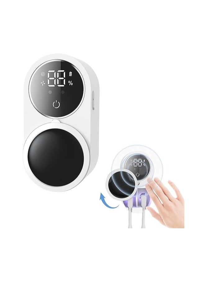 ريبنيو حافظة معقم فرشاة الأسنان بالأشعة فوق البنفسجية معقم فرشاة الأسنان الكهربائية وحامل قابل لإعادة الشحن حامل فرشاة أسنان الحمام مثبت على الحائط للسفر والاستخدام العائلي نسخة محدثة(أبيض) - Image 1