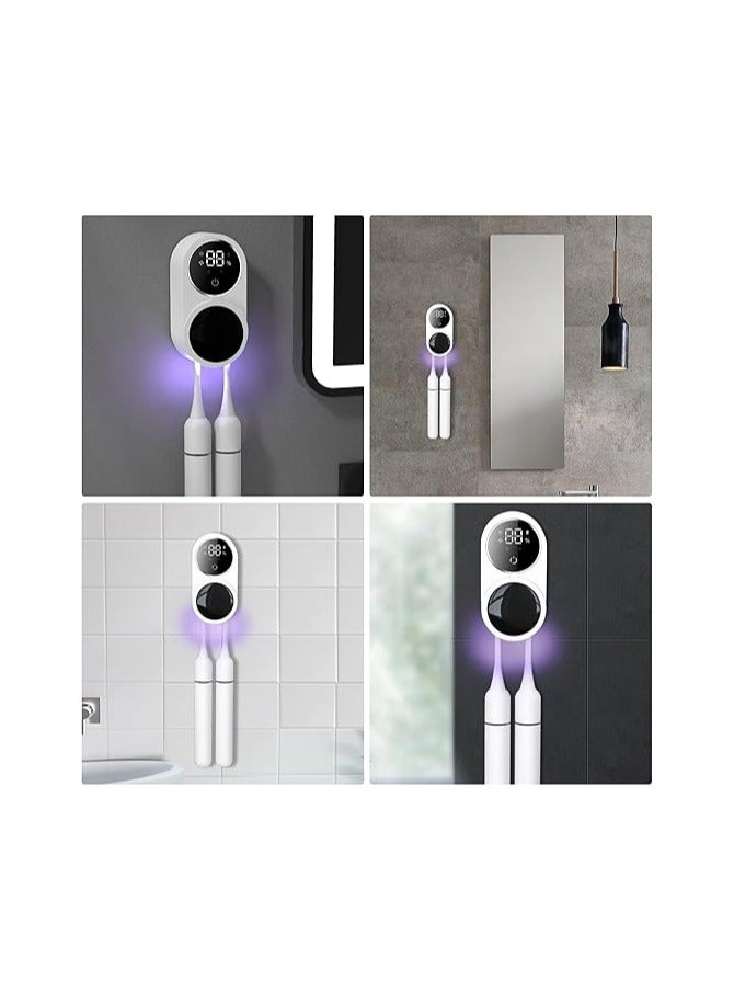 ريبنيو حافظة معقم فرشاة الأسنان بالأشعة فوق البنفسجية معقم فرشاة الأسنان الكهربائية وحامل قابل لإعادة الشحن حامل فرشاة أسنان الحمام مثبت على الحائط للسفر والاستخدام العائلي نسخة محدثة(أبيض) - Image 4