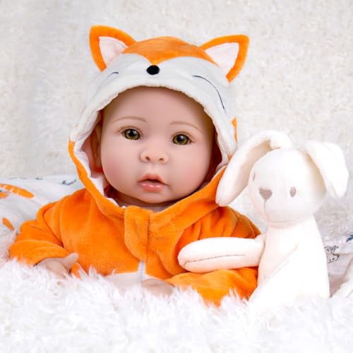 Aori Baby Dolls 17 Inch Real Life Doll with Ultra Soft Body Fox Outfits for Girls 3 Pretend Play Adoption Day Photography Prop Collectible - Image 5