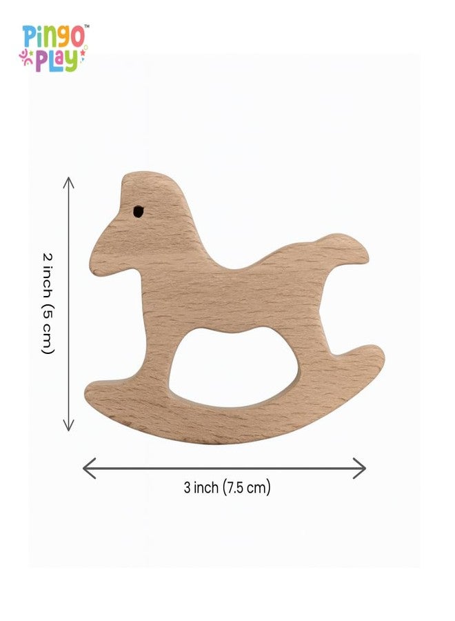 Pingo Play Wooden Rattle | Montessori Sensory Toy for Babies | Natural Beech Wood, Non-Toxic Paint, Eco-Friendly Baby Toy Set (3+ Months) (Rattle + Horse Teether) - Image 5