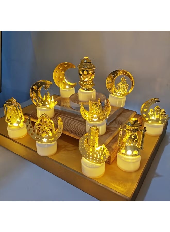 Ramadan Moon Table Lamp Eid Night Light Crescent LED Desk Lamp with Battery Operated Table Lamp - Crescent Moon and Mosque(Two Packs) - Image 2