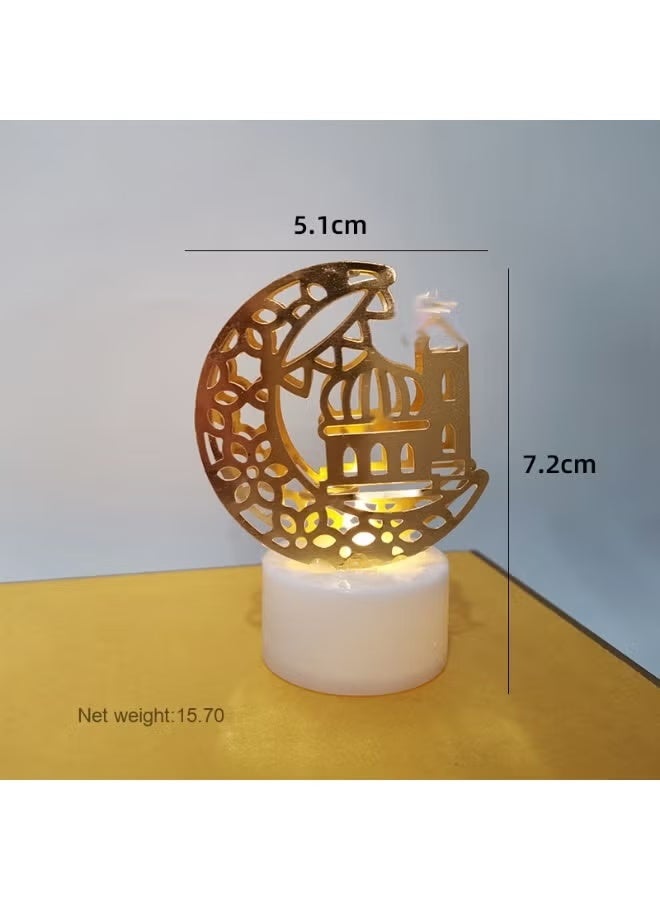 Ramadan Moon Table Lamp Eid Night Light Crescent LED Desk Lamp with Battery Operated Table Lamp - Crescent Moon and Mosque(Two Packs) - Image 1