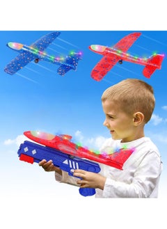Swift 2 Pack Airplane Toy with Launcher, LED Foam Airplane Launcher Toy for Kids, 2 Flight Mode Airplanes Toys, Outdoor Toys for Boys Girls  - Image 1